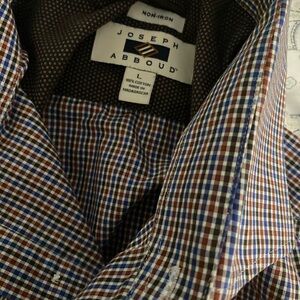 Joseph Abboud Men's Plaid Shirt - Blue, Brown, and White